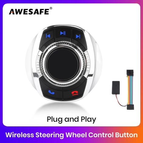Bouton de commande au volant sans fil universel AWESAFE pour voiture, compatible avec les autoradios Android, 8 fonctions, en forme de coupe avec éclairage LED-AquaForge