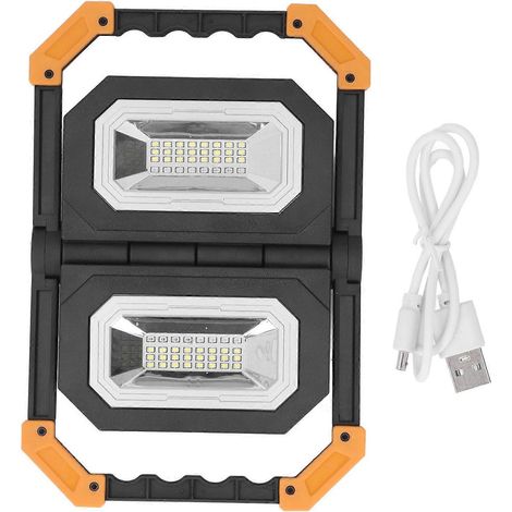 Wiederaufladbare Arbeitsleuchte mit 64 LEDs, 6000 K, 2 Dimmstufen, Rot-Blau-Blinkfunktion, tragbar, faltbar, LED-Mechanik
