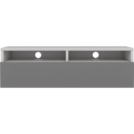 Selsey Rednaw - Mueble TV con cajón - Blanco Mate / Gris Brillo - 100 cm (1/5)