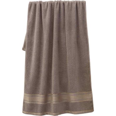 Serviette De Bain En Coton - 70x140cm 380g Absorbante Douce Pour Salle De Bain Maison - Khaki (1/5)
