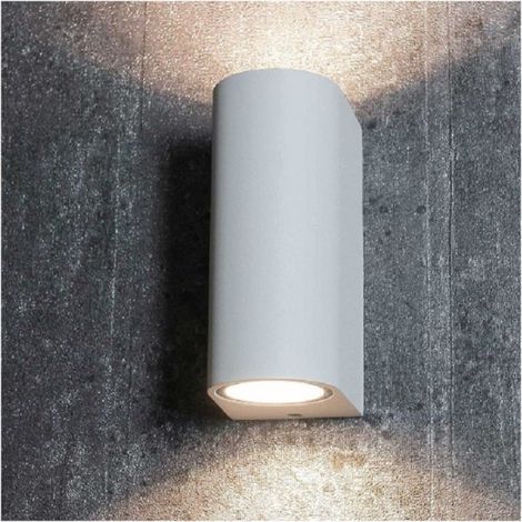 Trade Shop - AUSSENWANDLEUCHTE ZYLINDER UP&DOWN GARTENWANDLAMPE 2XGU10 IP65 ES14 - Weiß (1/3)