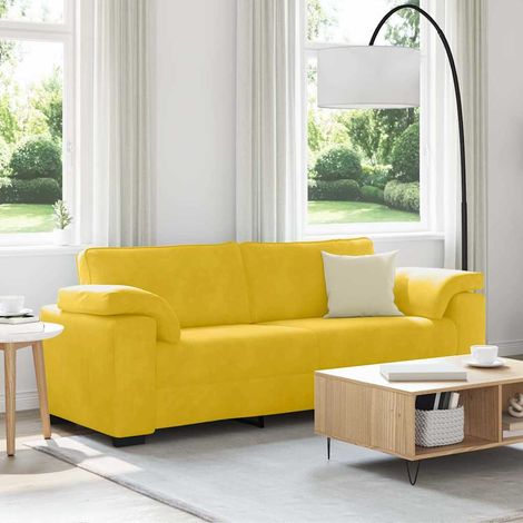 vidaXL Canapé 3 places jaune velours 220 x 77 x 82 cm (1/5)