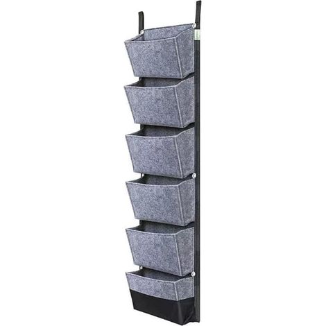 Sacs muraux à suspendre - Pour l'intérieur et l'extérieur - En feutre - 107 x 30 cm - Imperméable - Bac à fleurs vertical - Gris (1/5)