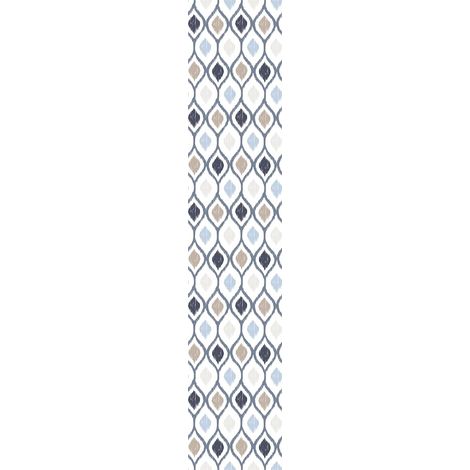 Papier Peint Intissé Pré-encollé Rouleau Wallpaper Losanges Rétro Nuances de Bleu Adhésif Décorative - 1 Roulle de H300 x L60 cm (1/4)