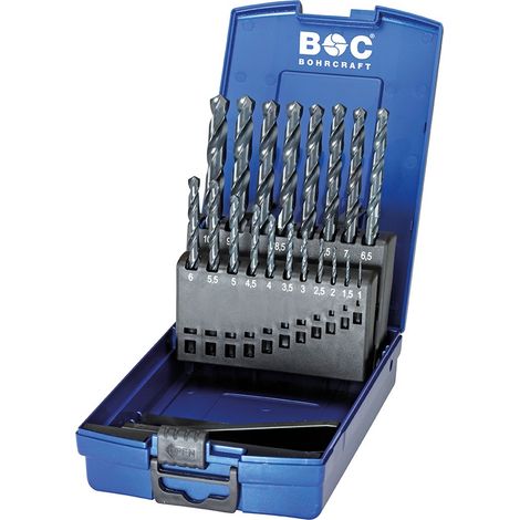Juego de brocas DIN 338 HSS-G vaporizada caja ABS KG10 OX // 1-10x0,5 / 19-uds.  Bohrcraft 11191330019