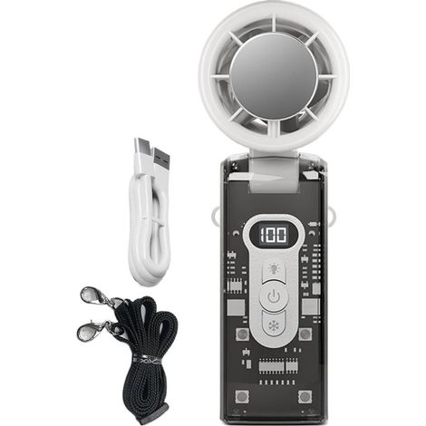 Ventilatore portatile ricaricabile,dispositivo di raffreddamento con lampada a LED,regolabile per sport,lavoro e campeggio (1/2)