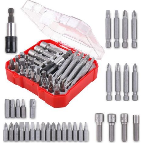 Kit d'embouts de vissage 34 pièces – Acier chrome-vanadium – Embouts PH, PZ, T, HEX – Boîte de rangement incluse (1/5)