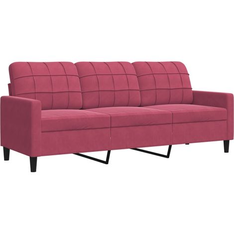 Canapé à 3 places,Sofa pour Salon,Banquette Rouge bordeaux 180 cm Velours CFW265125 (1/5)