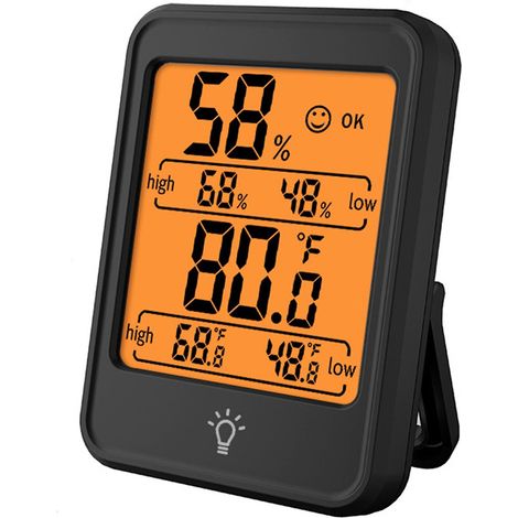 Nouveau thermomètre hygromètre électronique numérique d'intérieur pour la maison, version anglaise, modèle neutre-MC41 noir (avec rétroéclairage) + pile incluse. (1/5)