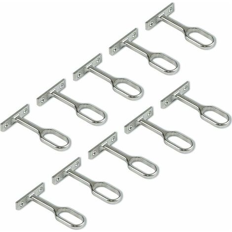 Support central pour barre de penderie ovale,Nickelé, Lot de 10 (1/4)