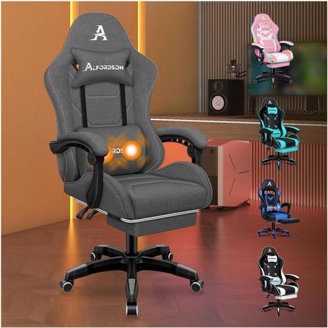 Bürostuhl Gamingstuhl Fußstütze Kopfstütze Dunkelgrau Thor-Serie (1/5)