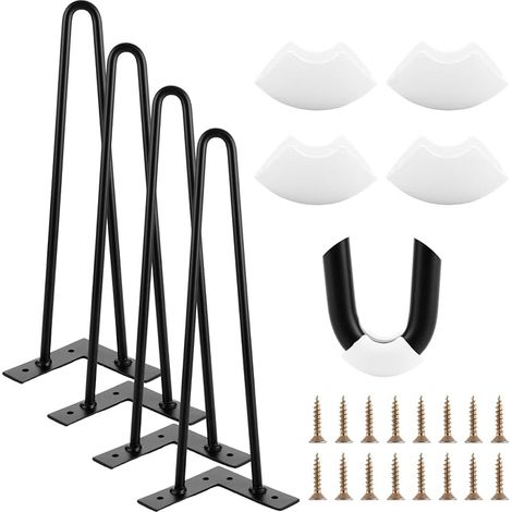 Set of Hairpin Table Legs, 35 cm, Coffee Table Legs, 35 cm Height, Black Industrial Furniture Leg with Rubber Floor Protectors for Sofa, Furniture (1/5)