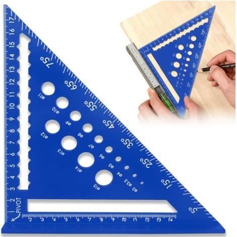 Equerre Menuisier 180mm - Equerre Charpentier - 45 90 Degres Rapporteur D'angle Menuisier (1/4)