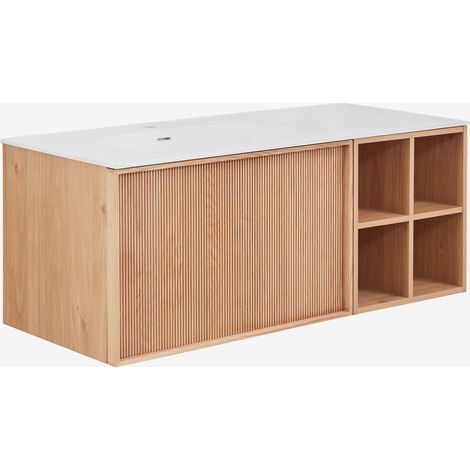 Conjunto de mueble de baño 120x50 cm suspendido en madera con lavabo integrado Endika SKLUM        (1/5)