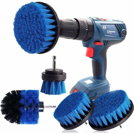 Drill Brush Attachment Drill Brushes Attachment Scrubber Cleaning Kit for Cleaning Car Shower Tile Wheels Upholstery Mortar Mat 4PCS Blue (1/5)