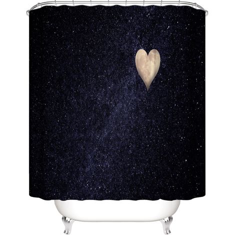 Rideau de douche Saint-Valentin 150 x 180 cm, motif lune