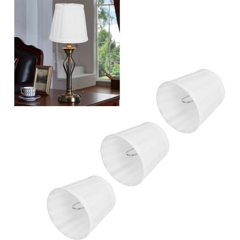 Lot de 3 abat-jour en tissu plissé à clipser, pour bougie, applique, lampe de table, lustre, bougie, bougie, etc. Style minimaliste moderne. Vendu par lot de 3. Blanc. (1/5)