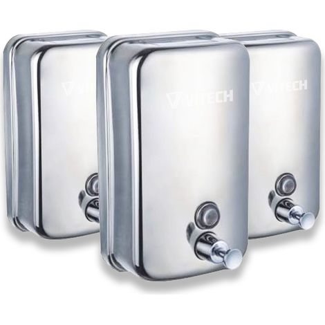 Desineo – Lot de 3 distributeurs de savon inox 500ml – Anti vandalisme – Installation facile avec remplissage par le dessus – Pour espaces publics (1/5)