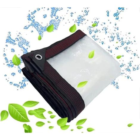 2x2m Bâche Transparente avec Oeillets bache Transparentes Exterieur Plastique Serre avec Impermeable terrasse bâches de Protection étanche pour extérieur Meubles de Jardin Tente (1/5)