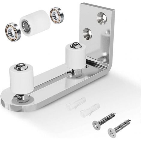 Guía de piso ajustable plateada, guía inferior de puerta/pared para puerta corrediza de madera (1/5)