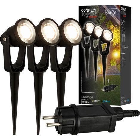 CONNECT TO SHINE Kit de d marrage Lilis avec lot de 3 spots de jardin LED, IP65