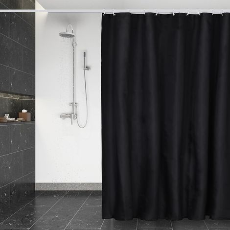 1 Rideau de douche, Polyester imperméable, Séchage rapide, Semi-transparent, 12 crochets, Salle de bain 180x200cm (1/5)