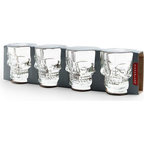 Verres à Alcool (Verre à shot) Forme de Tête de Mort Lot de 4 1.5 fl.oz, Noir (1/3)