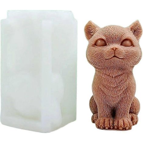 Moule à bougie chat, moule en silicone, moules de moulage d'animaux pour décorations de gâteaux