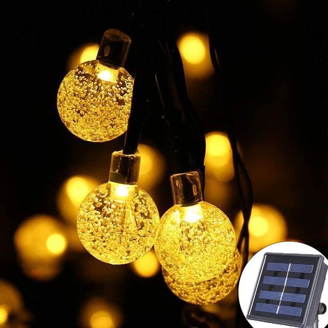 Guirlande lumineuse solaire LED d'extérieur, 9,5 m, 50 LED, boules à bulles de 1,7 cm, envoi transfrontalier. (1/4)