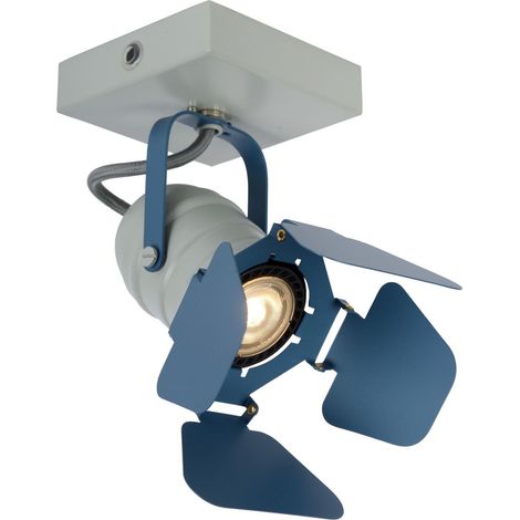 Plafonnier Lucide Picto carré GU10 5W métal bleu 16cm (1/2)