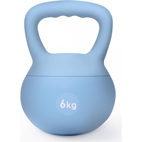 Soges Haltère Kettlebell Poids Kettlebell Souple Silencieux pour Fitness et Musculation à Domicile,6KG,Bleu clair (1/5)