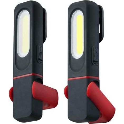 2 lampes torches magnétiques rechargeables USB, LED COB portables, 350 lm, 10 m, avec support ajustable 180° et rotation 360° (1/5)