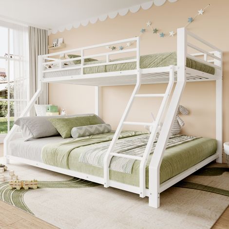 lit superposé enfant sécurisé 90x200 140x200 blanc OKMYHOME (1/5)