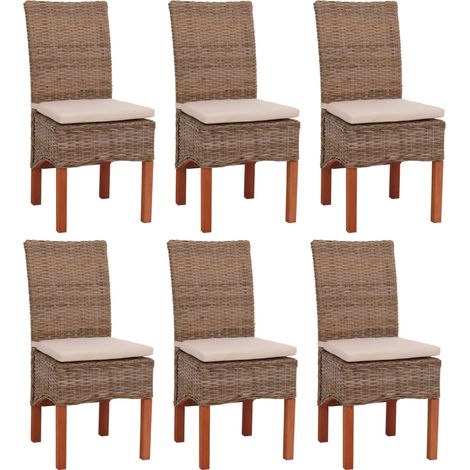 [NON UTILIZZATO] Set 6x sedie rattan kubu eleganti soggiorno sala pranzo M44 97x47x52cm con cuscini