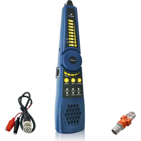 Localizzatore di cavi WT255, rilevatore di rete/telefonico RVV BNC, compatibile con test di cavi RJ45, test di cortocircuito, localizzazione guasti host/unità di test, compatibile con tester per telec