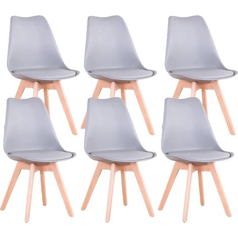 Sillas de comedor, diseño moderno, asiento acolchado y cómodo, 6 piezas. (1/2)