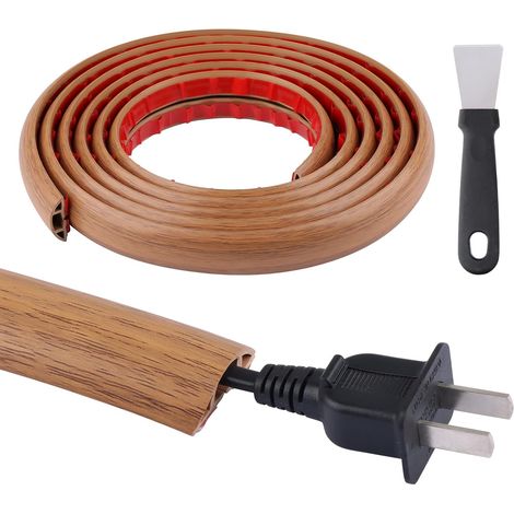 Passe-câbles Flexible pour Sol Autocollant, Protection de câbles de Sol en PVC, Cache-câbles, pour la Maison, Le Bureau, l'entrepôt,Grain de Bois (1/5)