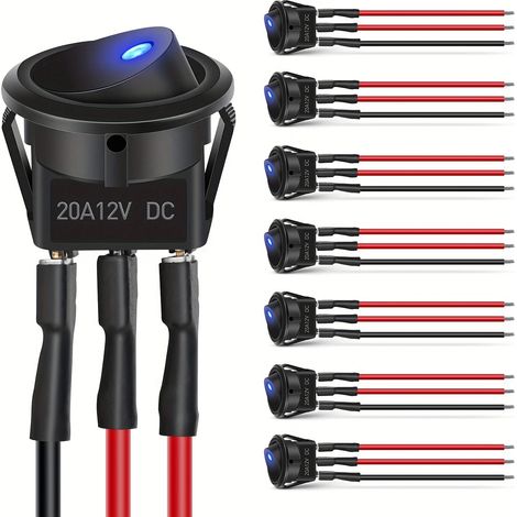 Kippschalter mit Katzenaugeneffekt – Passend für KCD1-Rundschalter – 12 V 20 A mit LED-Beleuchtung – Kippschalter für Fahrzeugumbauten (1/2)