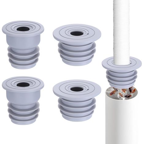 4 tapones antiolor para lavadora, tapones de desagüe para lavadora, tapones de sellado de silicona para tuberías de desagüe de fregaderos de baño y cocina (35-40 mm/45-50 mm) (1/5)