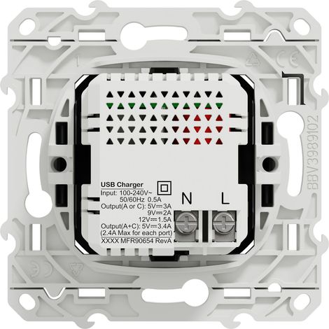 Odace - prise USB double - charge rapide - type A+C - anthracite - 18W - 3,4A (S540219) (1/5)