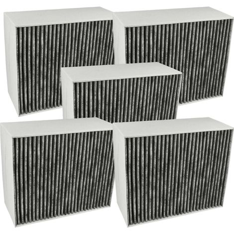 vhbw 5x Aktivkohlefilter kompatibel mit Siemens LF91BA582B/01, LF91BA582/02, LF91BA582/01 Dunstabzugshaube - 22,7 x 18,9 x 10 cm