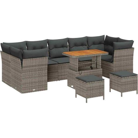 Maison Exclusive - Garten-Sofa-Set mit Kissen mit Speicher 10 pcs