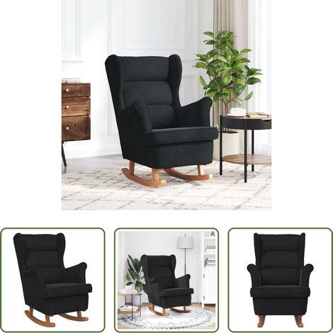 Ohrensessel - Schaukelstuhl Ohrensessel Schwarz Samt und Massivholz (1/5)