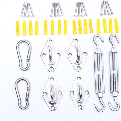 Kit di fissaggio per vele parasole - Acciaio inossidabile - Set da 32 pezzi - Resistente - Regolabile - Facile da usare