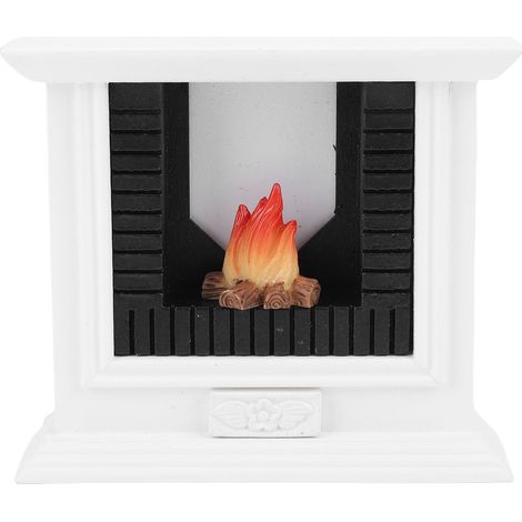 Cheminée Miniature pour maison de poupée, Micro scène réaliste, accessoires de décoration, blanc (1/5)