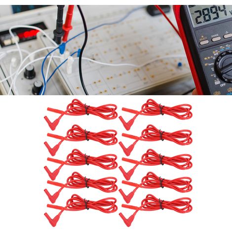 J.70018 Multimeter-Messleitungen, 4 mm Stecker-Stecker, Y-verbindbare Messleitungen, 10 Stück pro Packung, rot. (1/5)