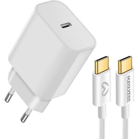 Compatible avec Google Pixel 10 Pro XL : chargeur 20 W + câble USB-C de 1 mètre, blanc. (1/5)