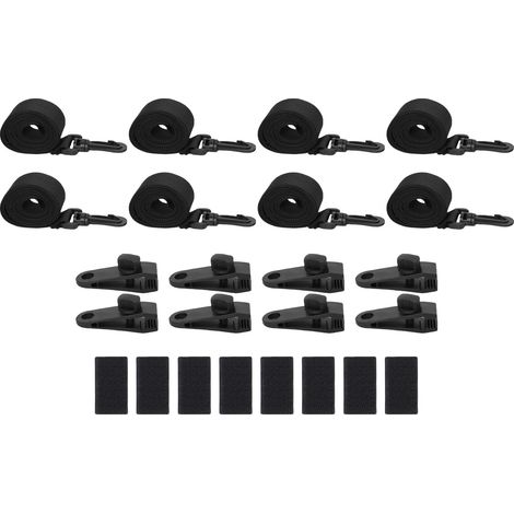 Ortviai Kit d’attache pour bâche solaire de piscine – 24 pièces (8 sangles, 8 pinces, 8 fixations) – Polypropylène résistant (1/5)