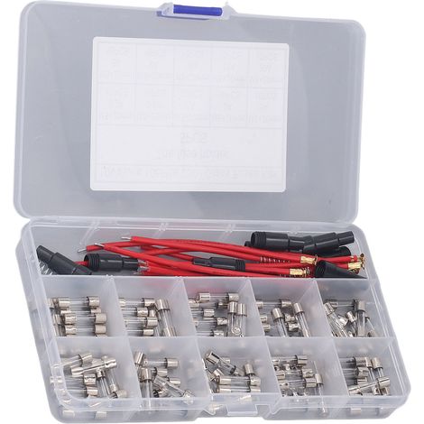 100 Stück Glassicherungsröhren 0,2 A–20 A 250 V, 10 Typen, 5 x 20 mm, Sortimentsset für den Schutz von Stromkreisen (1/5)