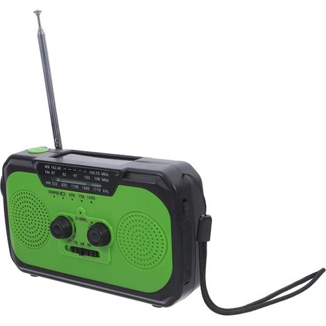 Radio D’Urgence Multifonction Solaire à Manivelle 2200mah Vert (1/5)